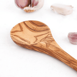 Handcrafted Olivewood - Handmade Olive Wood Round Cooking Spoon with Long Handle Handcrafted Olivewood