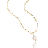 - Pearl Paper Clip Chain Necklace KIKICHIC