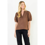 Womens Soft Suede V-Neck Top