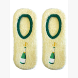 Living Royal - Fuzzy Slipper Socks - Popping Champagne Bottles - Yellow Living Royal
