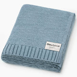 Bleu La La - Heritage Knit 100% Organic Cotton Swaddle Baby Blanket Bleu La La
