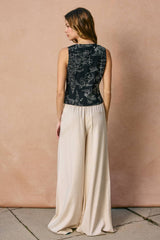 Women's Linen Blend Wide Leg Pants