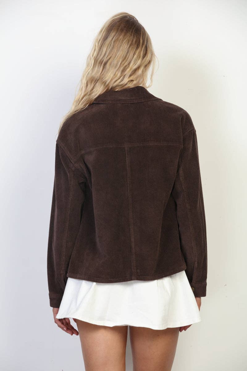 Womens Garment Washed Corduroy Jacket