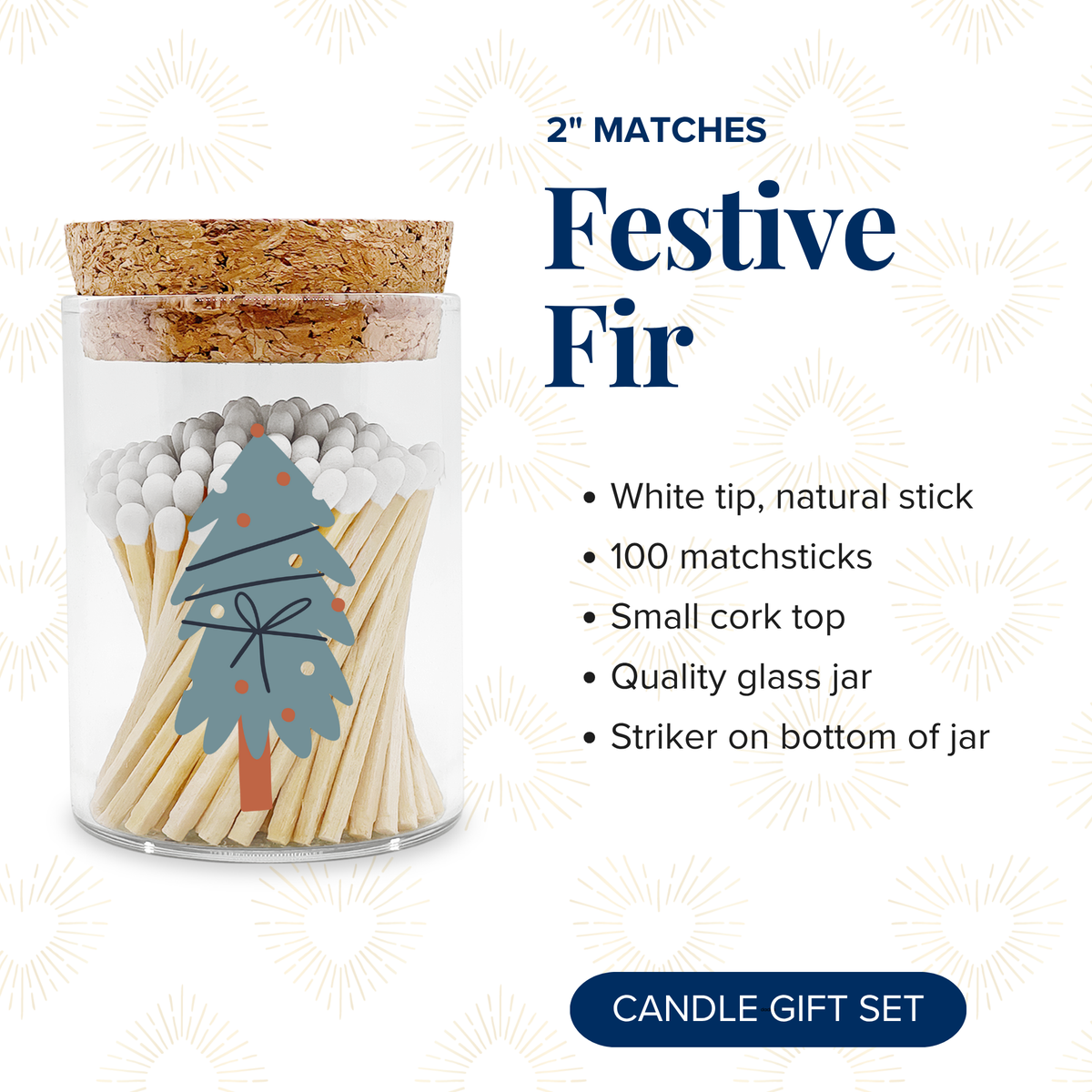 Thankful Greetings - Festive Fir Decorative Matches - Gifts & Stockings Thankful Greetings