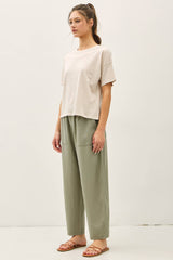 Women's Linen Barrel Pants - Sage