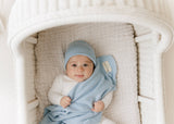 Bleu La La - Luxe - 100% Organic Cotton Knit Blanket + Hat Boxed Gift Set Bleu La La
