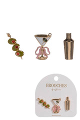 Martini Olive Cocktail Brooch Pin Set of 3