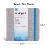 KINGART - Hardcover Watercolor Sketchbook - 5.5” x 5.5” 140lb (300g) - 24 Sheets