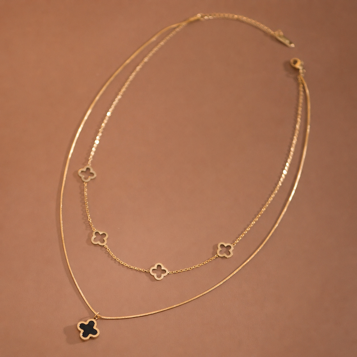 18K Gold Plated Reversible Black & White Pendant Necklace