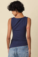 Women's Asymmetrical Tank Top – Navy