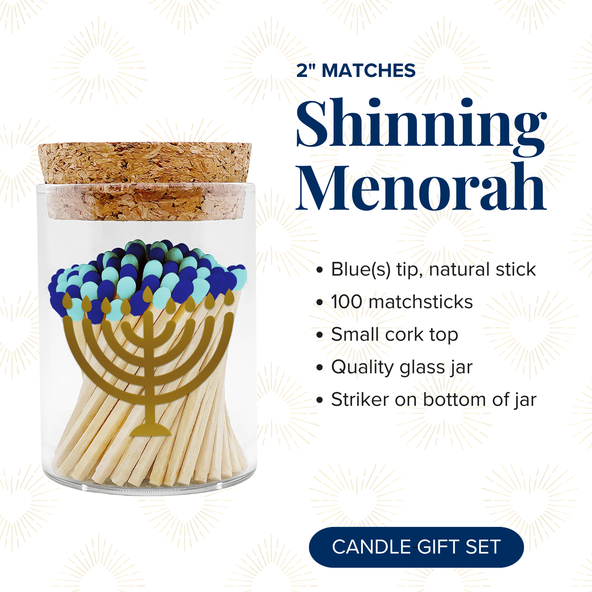 Thankful Greetings - Shining Menorah Decorative Matches - Gifts & Stockings Thankful Greetings