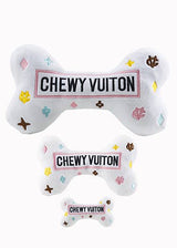 Haute Diggity Dog - White Chewy Vuiton Bones Squeaker Dog Toy