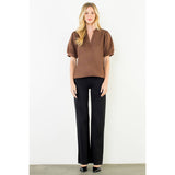 Womens Soft Suede V-Neck Top