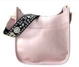 Vegan Leather Pink Ice Large Crossbody W/flower Guitar Strap Lemonbella