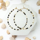 Elsie & Zoey - Sale - Ashli White and Black Beaded Hoop Earrings Elsie & Zoey