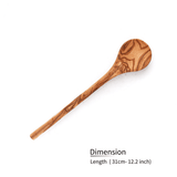 Handcrafted Olivewood - Handmade Olive Wood Round Cooking Spoon with Long Handle Handcrafted Olivewood