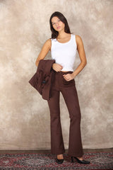 Womens Suede Flare Leg 5-Pocket Pants