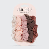 KITSCH - Assorted Textured Scrunchies 5pc Set - Terracotta KITSCH