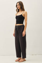 Women's Linen Barrel Pants - Sage