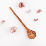 Handcrafted Olivewood - Handmade Olive Wood Round Cooking Spoon with Long Handle Handcrafted Olivewood
