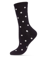 Womens Polka Dot Cashmere Blend Crew Socks