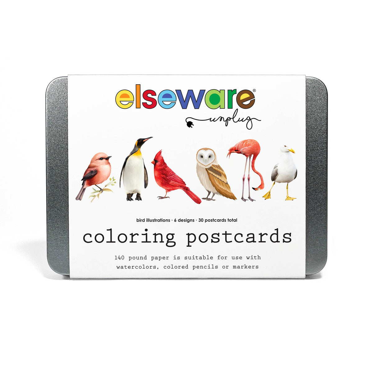 elseware unplug / eco-kids - Coloring Postcards w/ 6 Bird Designs (30cards) Stationary elseware unplug / eco-kids