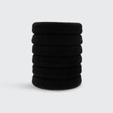 KITSCH - Recycled Nylon Thick Hair Elastics 6pc Set- Black KITSCH