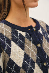 Womens Argyle Cardigan Sweater