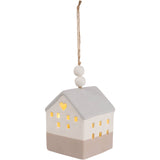 Home - 4.25" LED Lit Hanging Porcelain House Pavilion