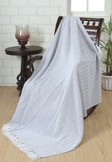 Fabstyles - Fabstyles Herringbone Stripe Cotton Throw Blanket Fringes Fabstyles