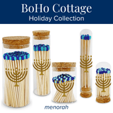 Thankful Greetings - 2” Matches BoHo Cottage - Menorah on Glass Mini Cloche Thankful Greetings