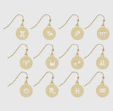 Gold Round Zodiac Earrings ZAD