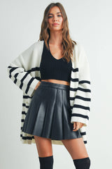 Womens Knitted Stripe Maxi Cardigan