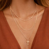 18K Gold Plated Multi Layer Cross Necklace