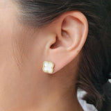 Mother of Pearl Clover Stud Earrings