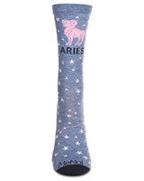 Aries Zodiac Sign Crew Sock: 9 - 11 / Denim Heather - Kindred & Crew