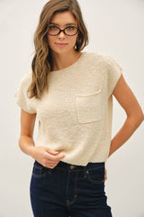 Women's Boxy Knit Sweater with Patch Pocket