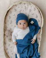 Bleu La La - Luxe - 100% Organic Cotton Knit Blanket + Hat Boxed Gift Set Bleu La La