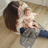 Bleu La La - 100% Luxury Cotton Receiving Swaddle Baby Blanket - Deer Bleu La La