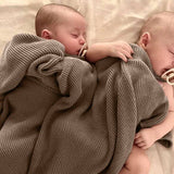 Bleu La La - Heritage Knit 100% Organic Cotton Swaddle Baby Blanket Bleu La La