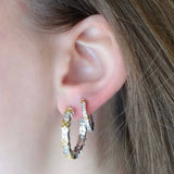 Womens Two-Tone CZ X Hoop Earrings KIKICHIC