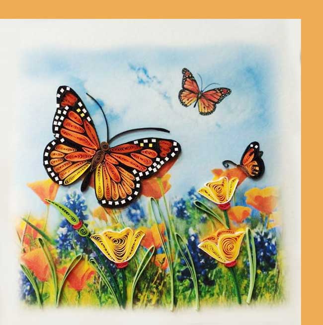 YoderDo Quilling Greeting Cards - Monarch butterfly quilling card, greeting card, paper art, everyday card IC-26
