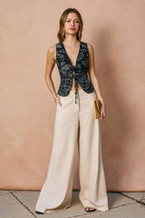 Women's Linen Blend Wide Leg Pants