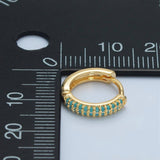 Turquoise Micro Paved Huggie Earrings | 24K Gold Filled