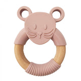 Summerville organic - Silicone Wood Baby Teether Mouse Pale Mauve Summerville organic