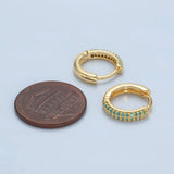 Turquoise Micro Paved Huggie Earrings | 24K Gold Filled