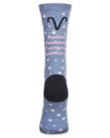 Aries Zodiac Sign Crew Sock: 9 - 11 / Denim Heather - Kindred & Crew