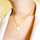 - Pearl Paper Clip Chain Necklace KIKICHIC