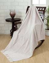 Fabstyles - Fabstyles Herringbone Stripe Cotton Throw Blanket Fringes Fabstyles