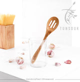 Handcrafted Olivewood - Handmade Olive Wood Slotted Spoon for Serving Handcrafted Olivewood